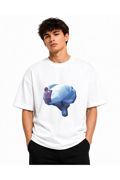 Inscriptie Tricou Unisex Bumbac Premium Casual " Blue Brain Cerebrum "