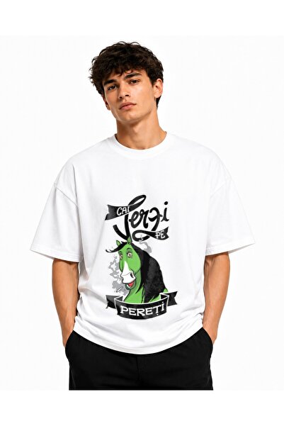 Inscriptie Tricou Unisex Bumbac Premium Casual " Cai verzi pe pereti "