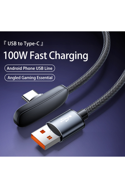 Choice1 كابل شحن سريع USB إلى Type C بطول 1 متر، أسود، 100 واط، 6 أمبير، مضفر...