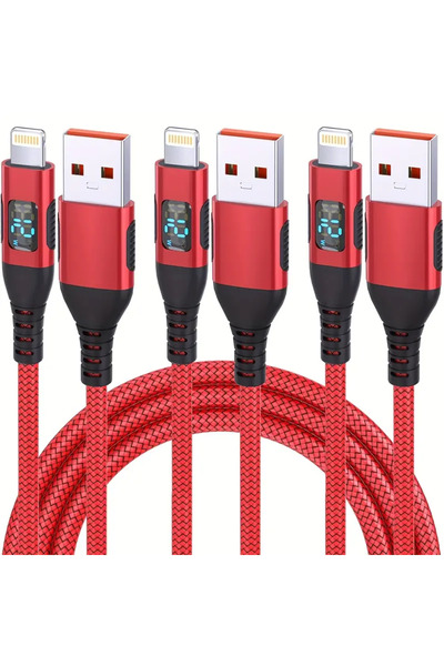 Choice كابل شحن وبيانات سريع USB A إلى Lightning بطول 1 متر، 3 قطع باللون الأ...