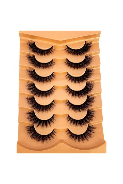 Choice22 7pairCMJ8D-10 New 7 pairs of thick, 3D simulation mink fur fake eyel...