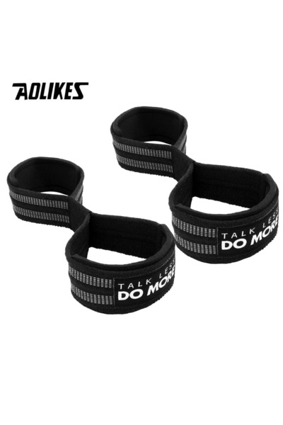 Choice1 Aolikes Black AOLIKES 1 Pair Figure 8 Weight Lifting Straps Weightlif...