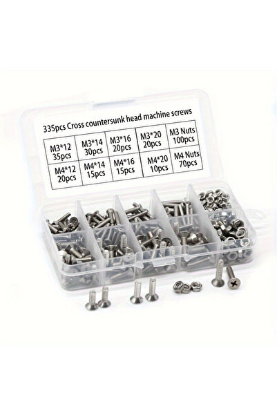 Choice 335pcs 220/335pcs Stainless Steel Screw Kit (M3&M4): Phillips Counters...
