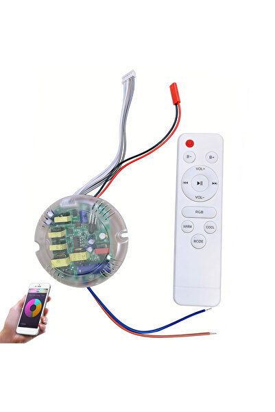 Choice مُشغل إضاءة LED ذكي RGBWY spk AC220V مع مكبر صوت بلوتوث وتحكم عن بعد ع...