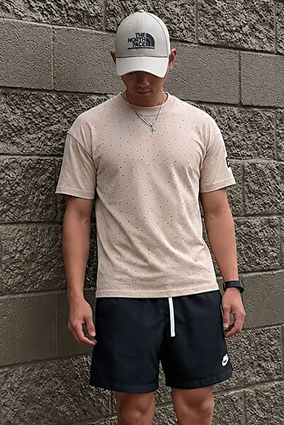 Madmext Ripped Detailed Camel T-Shirt 2883