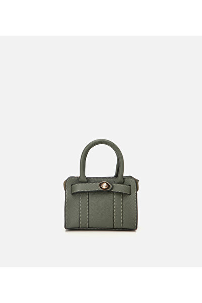 Hotiç Kadın Deri Haki Kilit Detaylı Mini Çanta