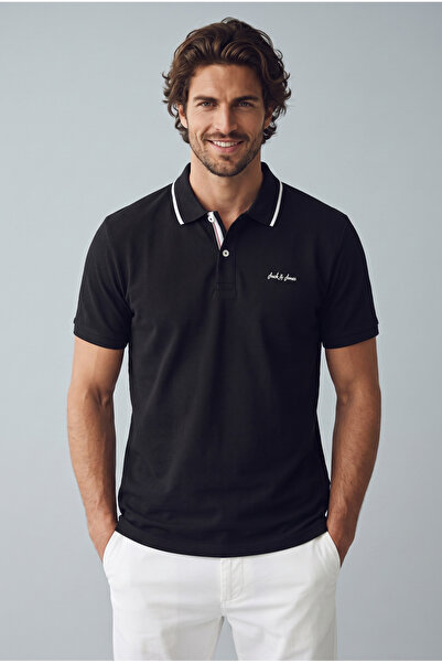 Jack & Jones Jack&Jones Men's Black Marine Polo Collar T-Shirt