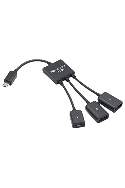Choice black 3in1 Micro USB To 2 OTG 3 Port HUB Cable Splitter Micro-USB Type...