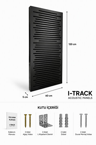 60*120cm Ahşap Difüzör Akustik Panel Siyah