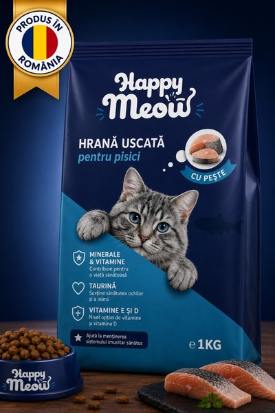 HAPPY MEOW Hrana uscata pisici Happy Meow cu peste 1 kg