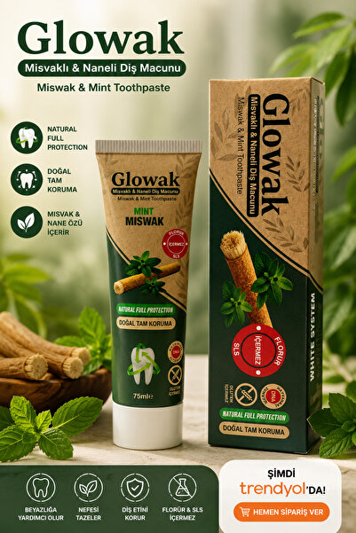 Glowak معجون أسنان بنكهة النعناع مع خلاصة الميسواك