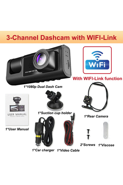 Choice1 كاميرا لوحة القيادة للسيارات 64 جيجابايت X85-WIFI-3CAM مع واي فاي وتط...