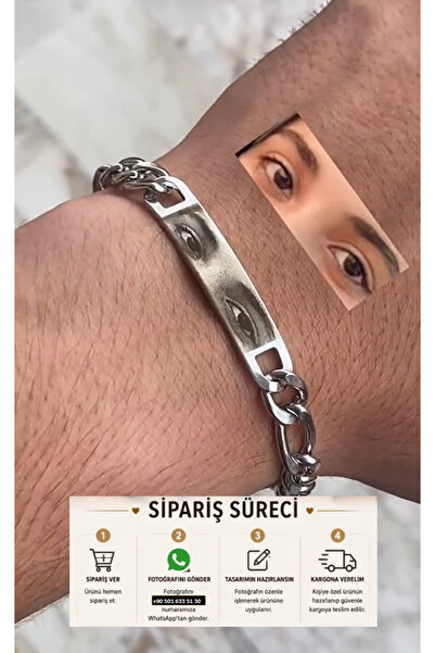 StainlessStore Çiftlere Özel Lazer Göz Baskılı Bileklik - Bileğinde Taşımalıs...
