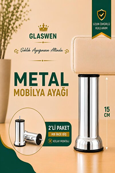 GLASWEN 2 Pcs Metal Support Leg 15 cm Chrome Furniture Sofa Plinth Armchair L...