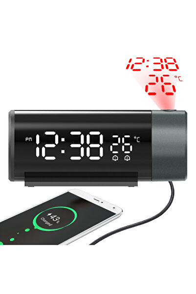 Choice black 【New】Digital Clock with Clear LED Display 180° Rotatable Project...