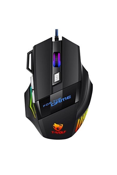 Choice BLACK T-WOLF Wired Gaming Mouse 7-Button RGB Backlit Ergonomic Mechani...