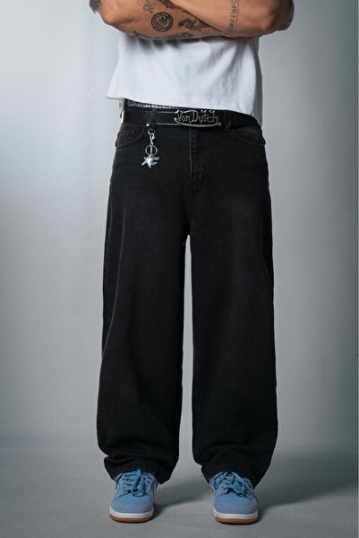 Crupt Studio Ashfall crne super široke muške jeans pantalone