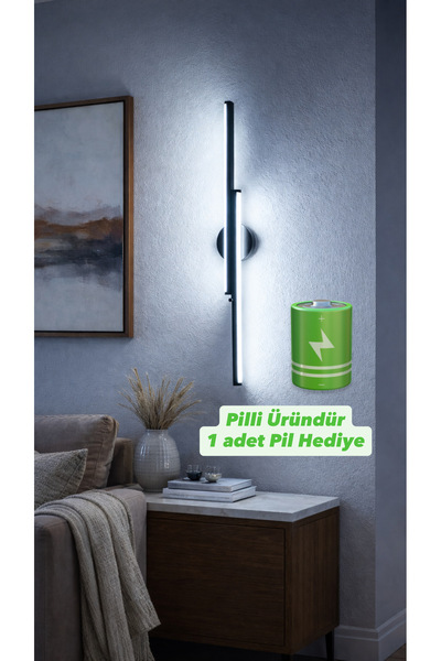 HF DESIGNER Çift Yönlü Pilli Aplik 60CM Modern TV Panel Işığı Resim Aplik Ote...
