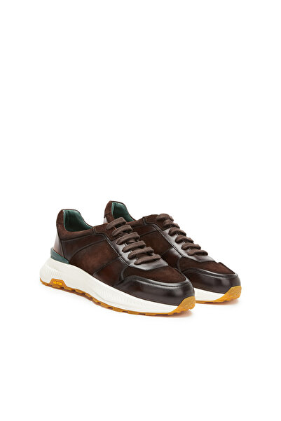 George Hogg Kahverengi Vibram Taban Detaylı Erkek Deri Sneaker
