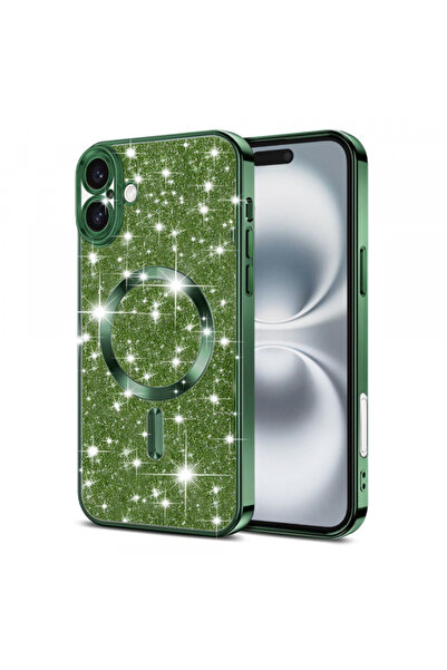 Apple Husa MagSafe pentru iPhone 16 Plus, Techsuit, Luxury Glitter, Verde Inchis