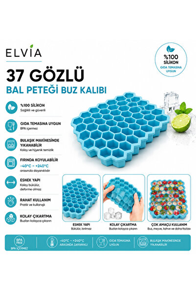 ELVIA SİLİKON 37 GÖZLÜ SİLİKON PETEK BUZ KALIBI MİNİ KÜP ESNEK KOLAY ÇIKARMA