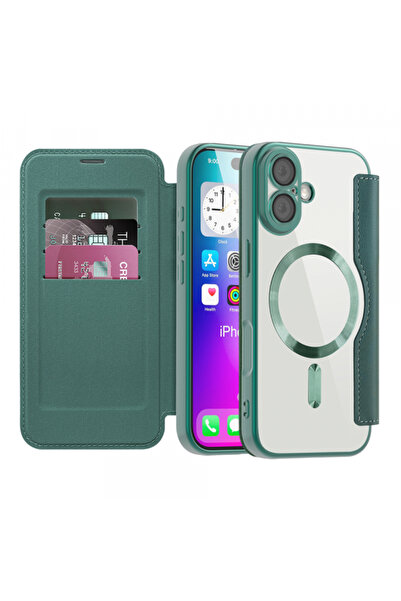 Apple Husa MagSafe pentru iPhone 17, Techsuit, SmartMag Book, Verde