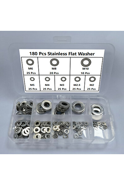 Choice1 180pcs 1250pcs 304 Stainless Steel Flat Washers Assortment Kit (M2-M2...