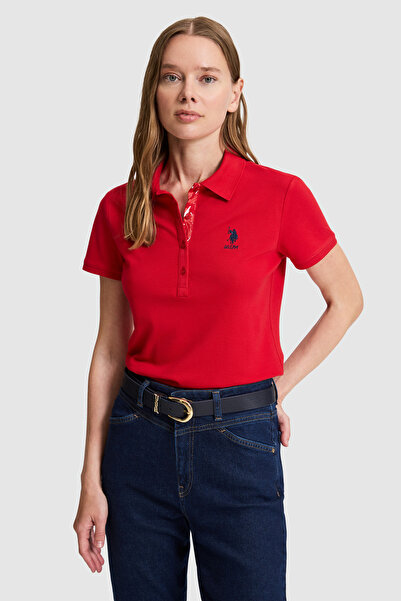 U.S. Polo Assn. Kadın Kırmızı Polo Yaka Basic Tişört 50321798-VR030