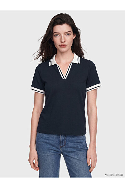 LC Waikiki Two Mt Shop Quality Polo Collar Striped Soft Touch Women's T-Shirt