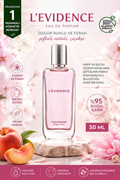 Yves Rocher L’Evidence EDP 50 ml Kadın Parfüm Ferah Şeftali Notalı Çiçeksi Za...