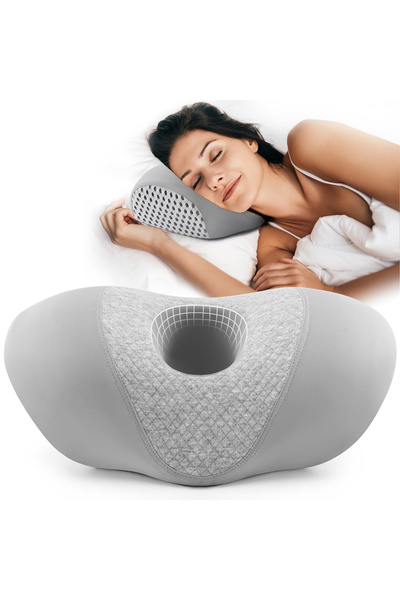 Choice Light Grey Ear Piercing Pillow for Side Sleepers with an Ear Hole for ...