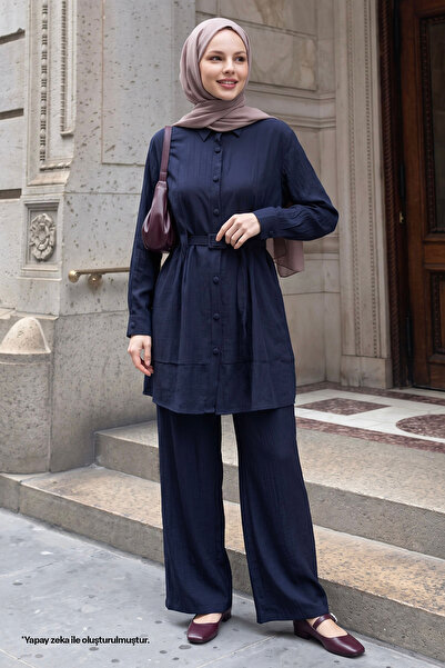InStyle Kemerli Lacivert İkili Takım