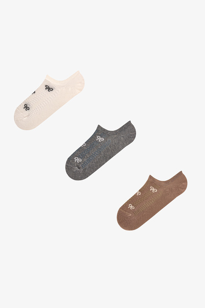 Penti Brown Ribbon Jacquard 3-Pack Sneaker Socks