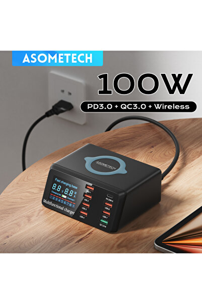Choice EU Plug ASOMETECH 100W 8 Ports USB Fast Charger Station With Wireless ...