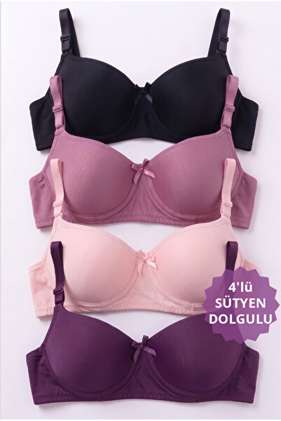 CHOCHO Kadın Telli Dolgulu Destekli 4'lü Sütyen Takımı