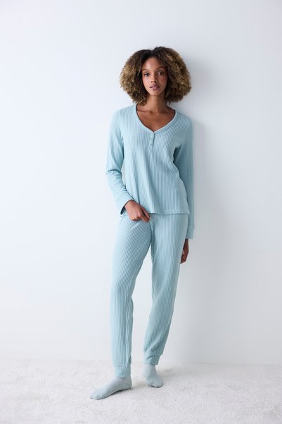Penti Set de pijamale cu pantaloni verde deschis moale
