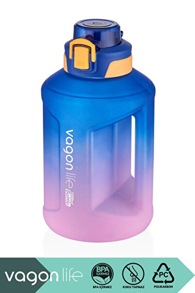 Vagonlife 1600ml Double Color Motivational Water Bottle with Carrying Strap a...