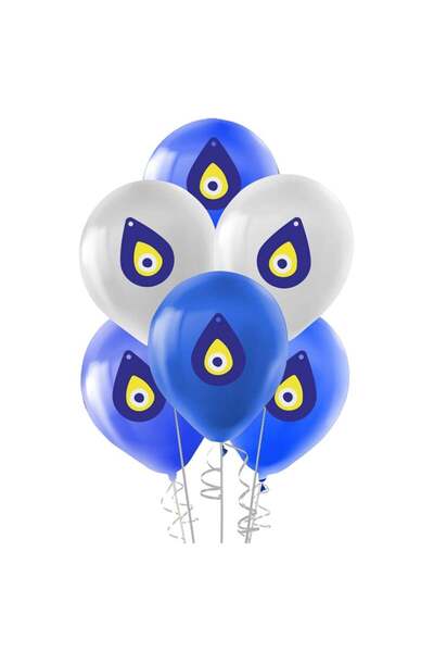 Hilal Ticaret Kika Balloon Printed Pastel 100-Pack Evil Eye Beads