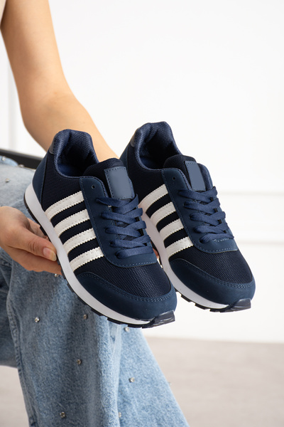 en7 Lacivert Beyaz Unisex Sneaker Spor Ayakkabı Günlük Rahat Hafif Konforlu Bağcıklı Yumuşak Taban Yürüyüş Ayakkabısı MSR09