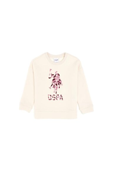 U.S. Polo Assn. يو إس بولو أسن. سويت شيرت بناتي بأكمام طويلة وشعار كبير مطبوع...