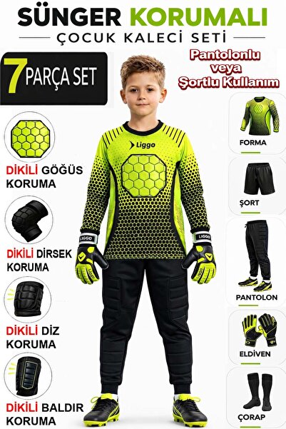 Liggo Higuita Göğüs Süngerli Çocuk Kaleci Forması Çocuk Kaleci Eldiveni Çocuk...