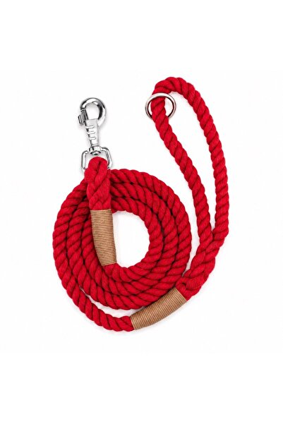 Lusi Doog Red Dog Walking Collar (Brown Detail) Dog Walking Strap Natural Cot...