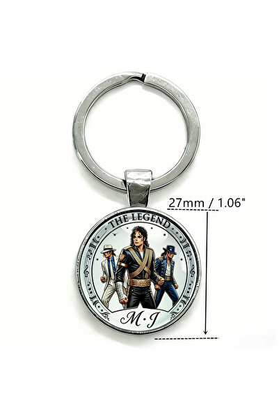 Choice1 No. 2 1pc Jackson MJ "The Legend" Keychain - MJ Fan Glass Dome Metal ...