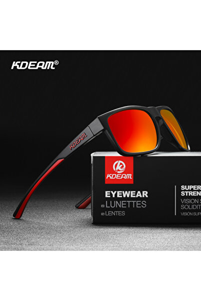 Choice BOX and CASE C4 Mirror Red KDEAM New Polarized Men's Sunglasses Square...