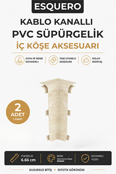 Genel Markalar Esquero Pvc Süpürgelik Işlenmemiş Meşe - Esq606 Iç Köşe Aksesu...