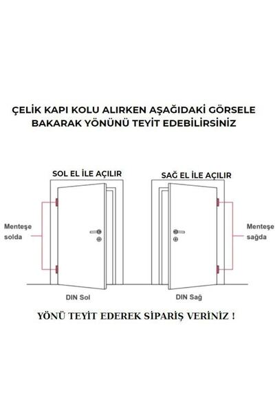 İstanbul E-Hırdavat Hanedan Mat Siyah Rozetli Çelik Kapı Kolu Sol Basar Tek Yön 1 Adet