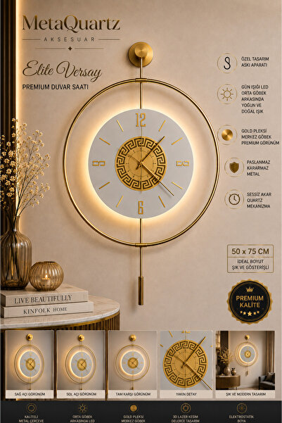 MetaQuartz Aksesuar Kristal VERSAY Kadran - GOLD - (Pilli Led) - Modern Dekor...