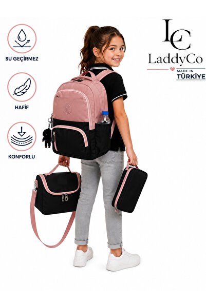 LaddyCo حقيبة مدرسية مقاومة للماء، مجموعة من 3 قطع، حقيبة مدرسية للأطفال للجن...