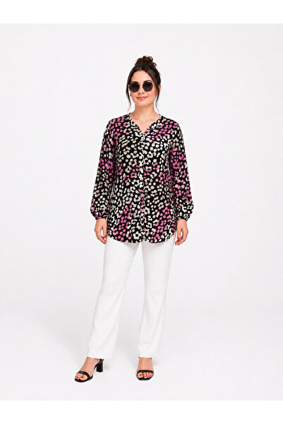 ELSEBUTİKTR Women's Comfortable Cut Cotton Viscose Tunic Shirt