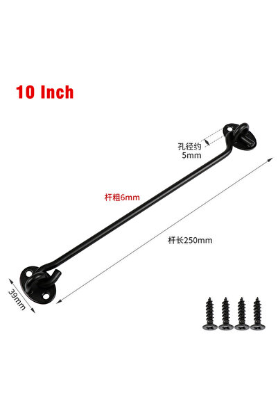 Choice1 black-10 inch Door/Window Stainless Steel Heavy Duty Privacy Hook and...